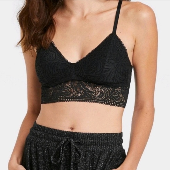 Auden Lightly Lined Bralette Lace Black XL NWT - Picture 1 of 13